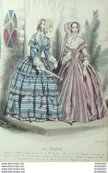 Gravure La mode 1846 #  8 (aquarelle old Fashion plate)