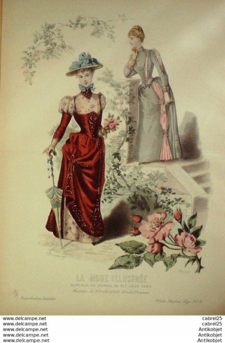 Gravure de mode La Mode illustrée 1890 n°11 (Maison Gradoz)