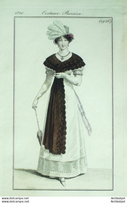 Costume Parisien 1820 # 1926 Robe de satin mantille