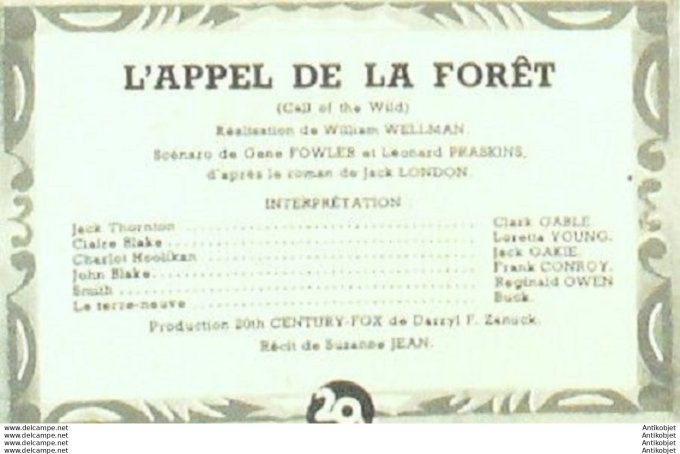 L'appel de la forêt Clark Gable Loretta Young Jack Oakie