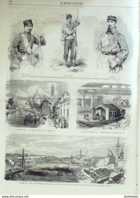 Le Monde illustré 1859 n°115 Italie Gorgonzola Cassano Marignano Calcio Muzza