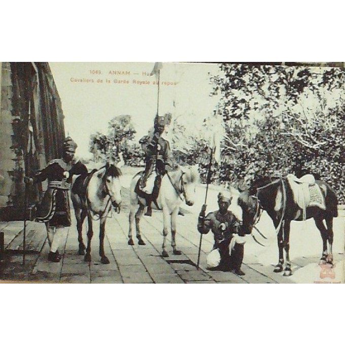 Cpa Chine Annam Cavaliers De Garde Royale 1908