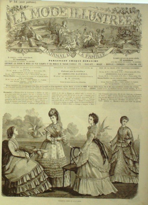 Journal Mode illustrée 1870 # 34 Toilettes d'été & automne