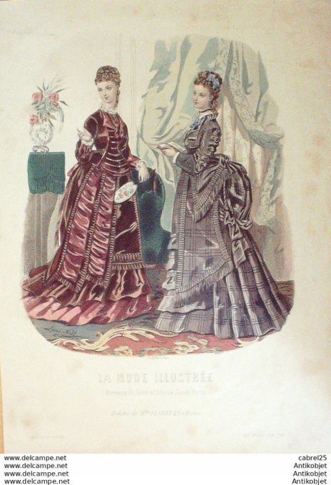Gravure de mode La Mode illustrée 1874 n°46 (Maison Fladry)