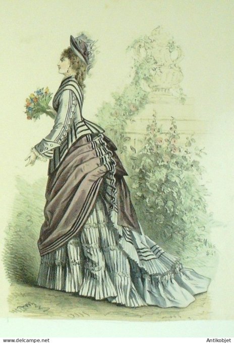 Gravure Mode Elegance Parisienne 1872 # 541 (Old Fashion plate)