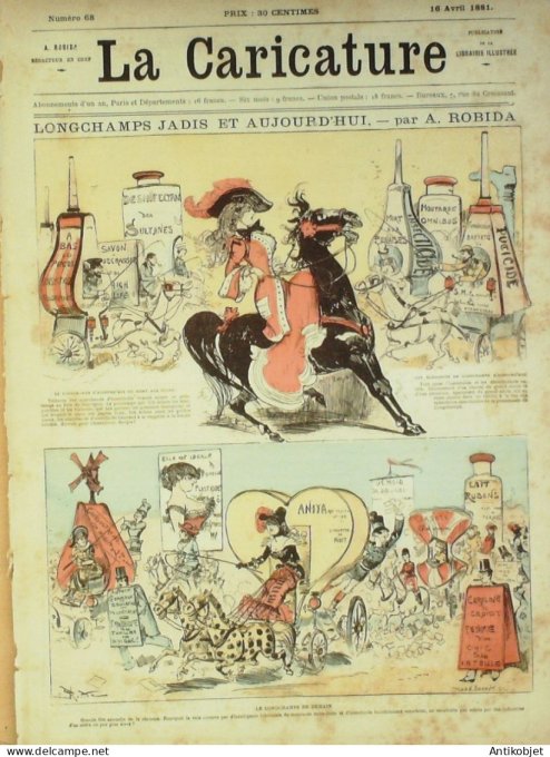 La Caricature 1881 #  68 Longchamps jadis Robida Barret Gino Draner