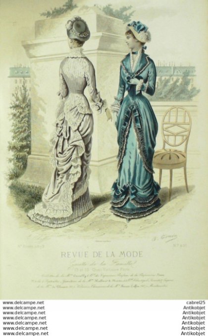 Gravure Mode La Gazette 1879 # 401 (Old Fashion plate)