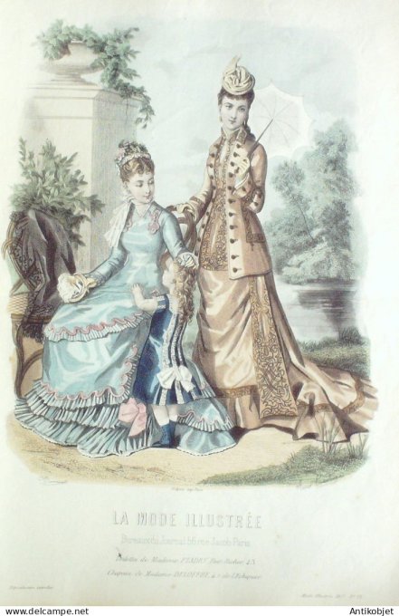 Gravure Mode illustree 1877 # 23 (Old Fashion plate)