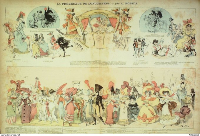 La Caricature 1881 #  68 Longchamps jadis Robida Barret Gino Draner