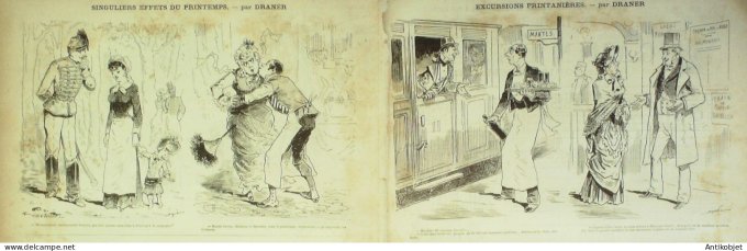 La Caricature 1881 #  68 Longchamps jadis Robida Barret Gino Draner