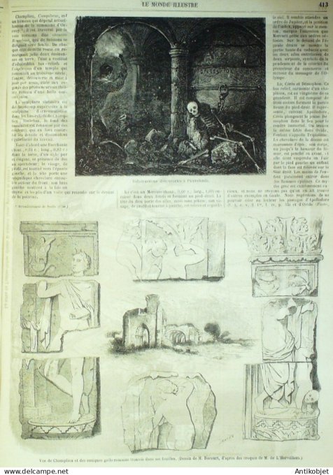 Le Monde illustré 1859 n° 89 Chartres (28) Champlieu Pierrefond (60) théâtre Italien