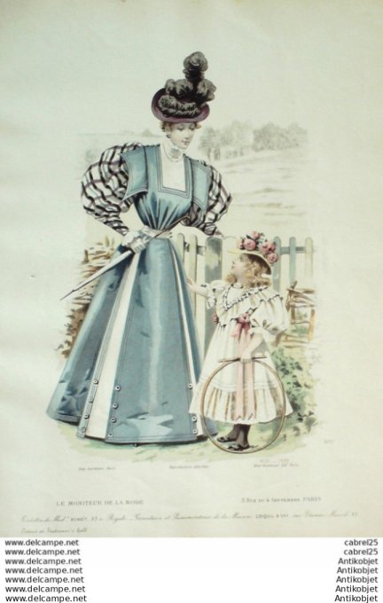 Gravure Mode Le Moniteur 1896 # 21 (Old Fashion plate)