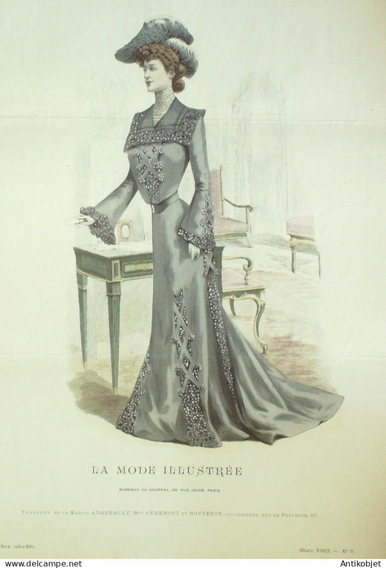Gravure Mode illustree 1902 #  9 (Old Fashion plate) RARE