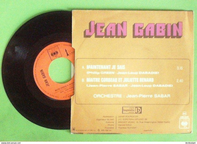 Gabin Jean 45T SP Maintenant je sais 1974