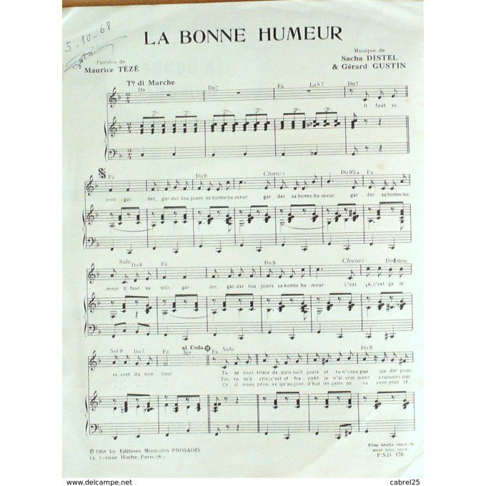 DISTEL SACHA-LA BONNE HUMEUR-1968