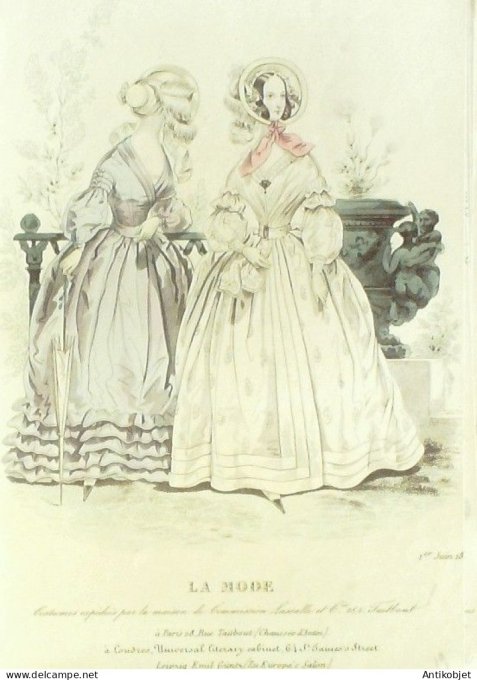 Gravure La mode 1839 # 19 (aquarelle old Fashion plate)