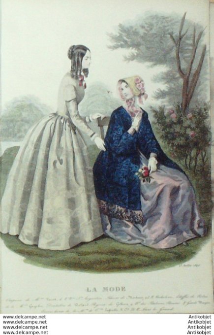 Gravure La mode 1846 # 18 (aquarelle old Fashion plate)