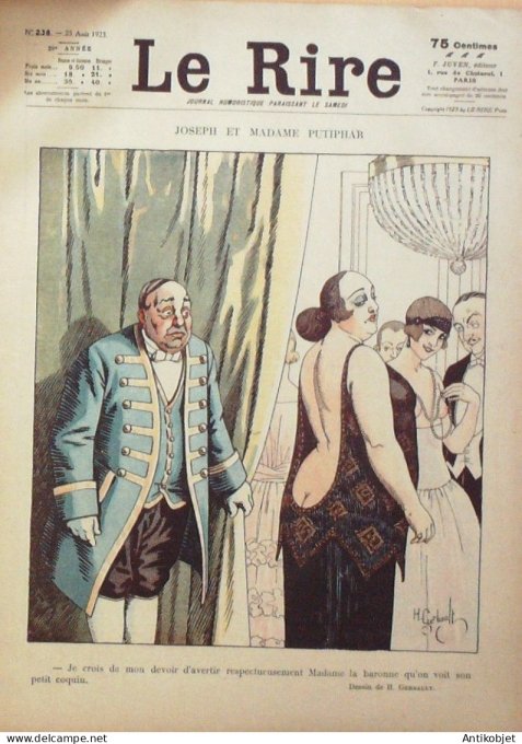 Le Rire 1923-03-24 # 238 Journal humoristique Ed.Originale Josephe & Me Putiphar