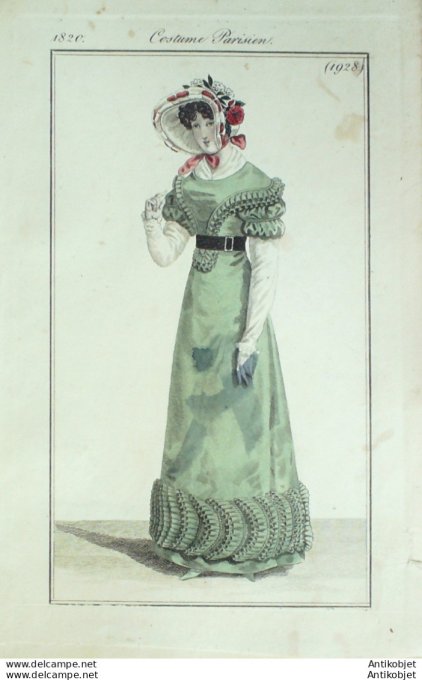 Costume Parisien 1820 # 1928 Robe en taffetas fort à Pèlerin