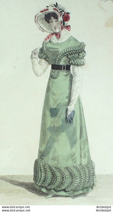 Costume Parisien 1820 # 1928 Robe en taffetas fort à Pèlerin