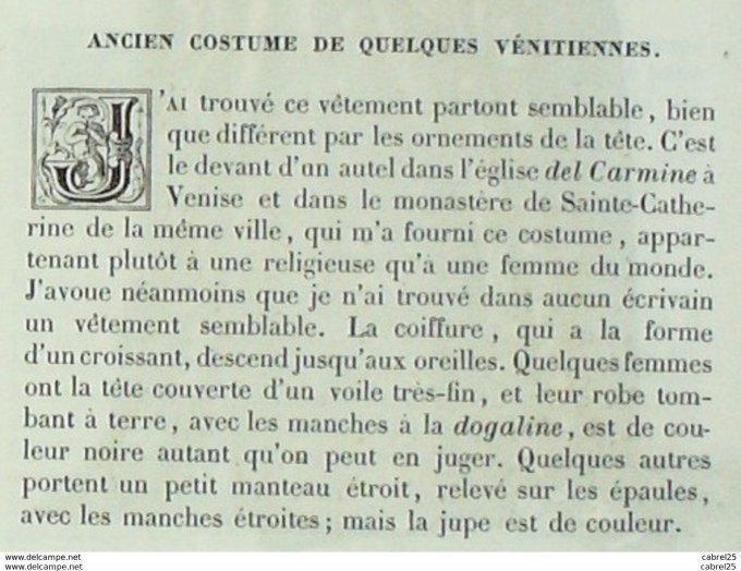 Italie VENISE Villageois vénitien 1859