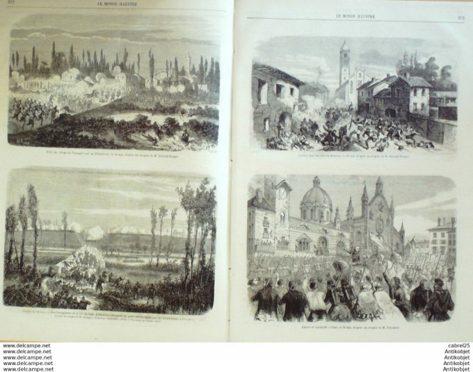 Le Monde illustré 1859 n°113 Italie Palestro Come Venzaglio Busca Le Vesinet (92)