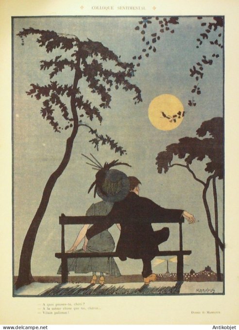 Le Rire 1908-07-25 # 286 Journal humoristique Ed.Originale Colloque sentimental