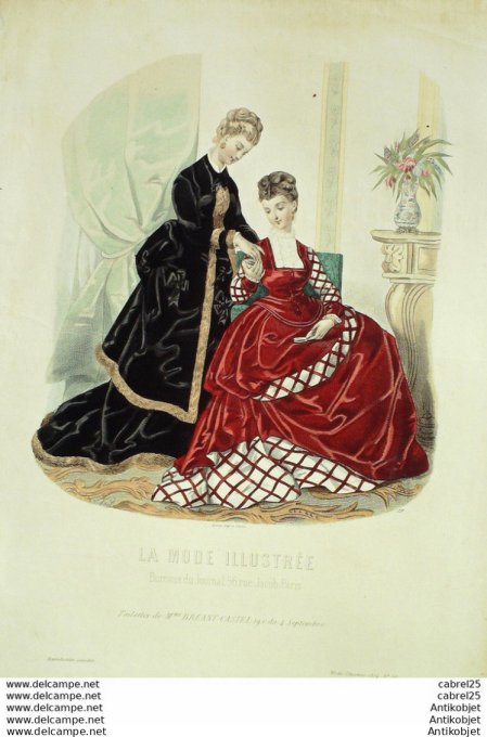 Gravure de mode La Mode illustrée 1874 n°50 (Maison Bréant-Castel)