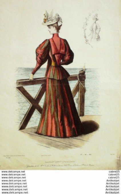 Gravure Mode Le Coquet 1893 # 21 (Old Fashion plate)