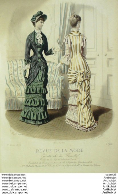 Gravure Mode La Gazette 1879 # 402 (Old Fashion plate)