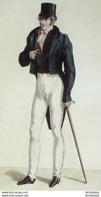 Gravure de mode Costume Parisien 1817 n°1647 Gilets homme en Casimir