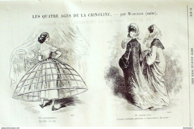 Petit journal pour Rire 1864 # 472 Les quatre ages de la Crinoline Marcelin