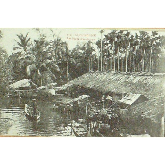 Cpa Viet-Nam Bords D'un Arroyo 1907