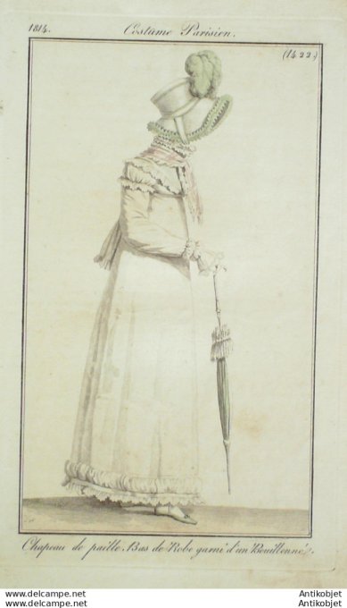 Costume Parisien 1814 # 1422 Robe garni d'un bouillonné