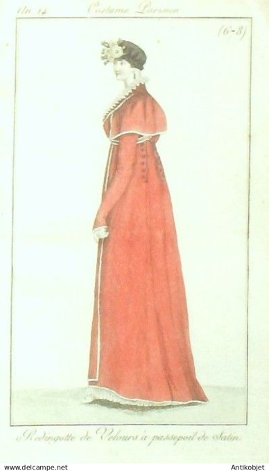 Costume Parisien 1806 an 14 # 678 (eau forte) Redingotte velours