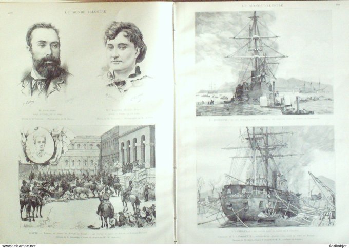 Le Monde illustré 1886 n°1565 Egypte Caire Kasr-el-Noussah Italie Ligurie séisme