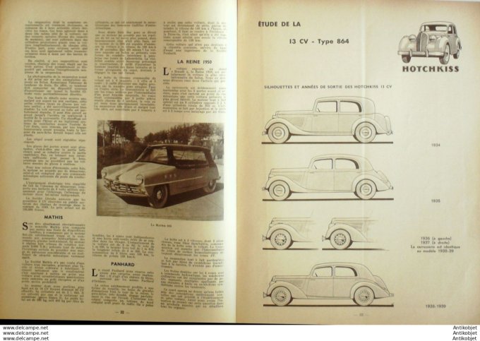 R.T Automobile Hotchkiss 13cv 864 Disques Rétroflex 31 # 1948