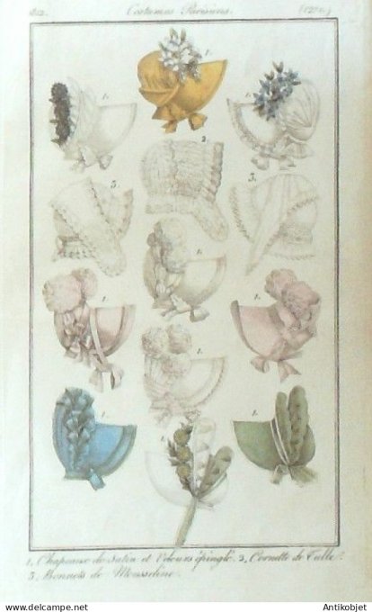 Costume Parisien 1812 # 1271 Chapeaux Cornettes