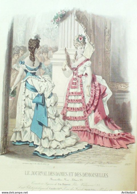 Gravure Mode J.Dames & Demoiselles 1866 # 1127 (Old Fashion plate)
