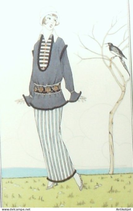 Gravure de mode Costume Parisien 1914 pl.145 ANONYME Blouse de ratine