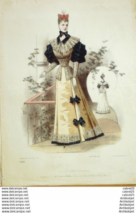 Gravure Mode Le Coquet 1893 # 09 (Old Fashion plate)