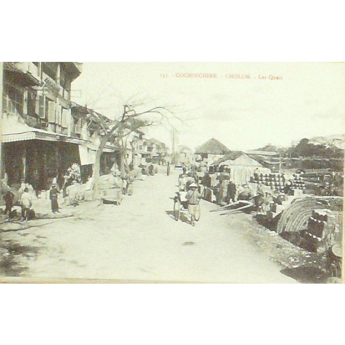 Cpa Viet-Nam Cholon Quais Pousse Pousse 1905