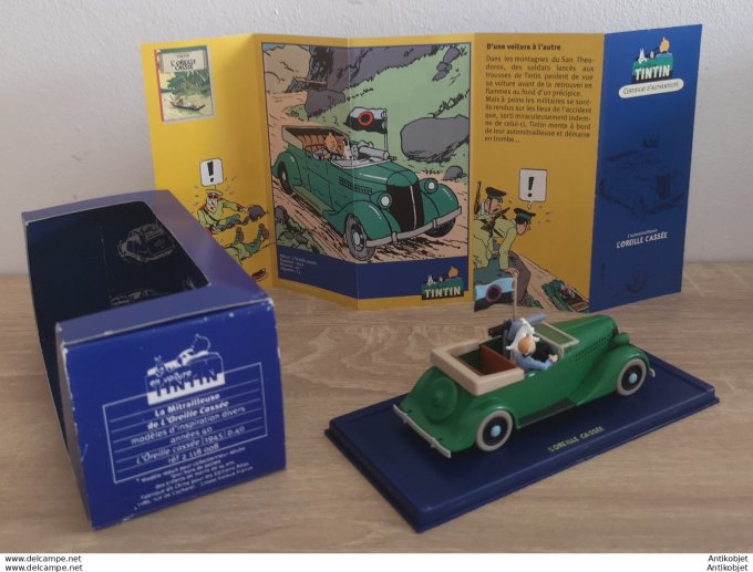 Tintin l'Oreille cassée La Mitrailleuse Cabriolet Ford V8 1940 Atlas 1:43