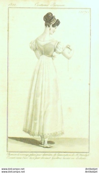 Costume Parisien 1822 # 2071 Chemise à voyage corset guêtres