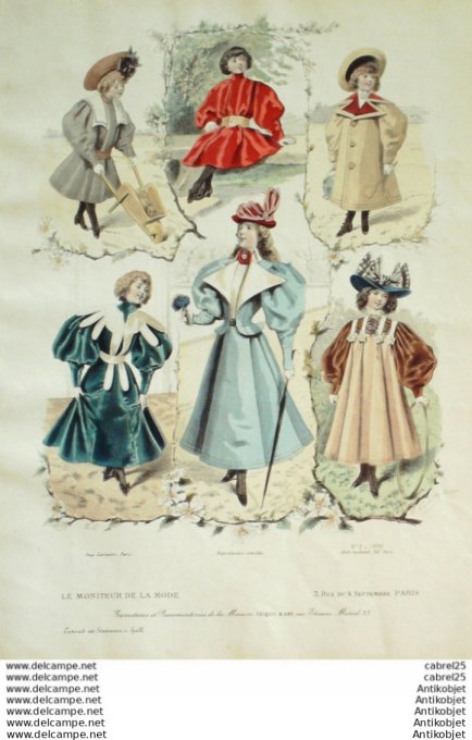 Gravure Mode Le Moniteur 1896 # 09 (Old Fashion plate)