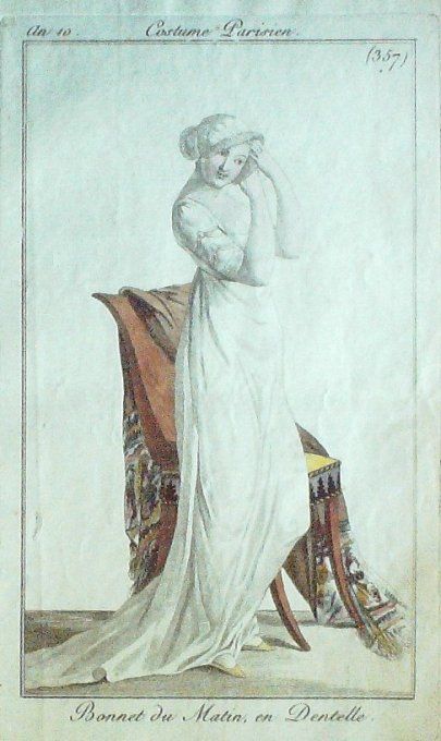 Gravure Mode Costume Parisien 1802 an 10 # 357 (eau forte old Fashion plate
