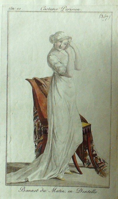 Gravure Mode Costume Parisien 1802 an 10 # 357 (eau forte old Fashion plate