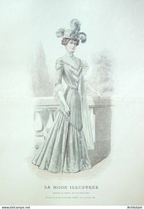 Gravure Mode illustree 1900 # 15 (Old Fashion plate) RARE