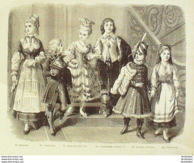 Gravure de mode La Mode illustrée Travestissements