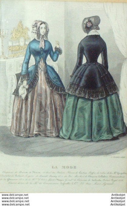 Gravure La mode 1846 #  1 (aquarelle old Fashion plate)